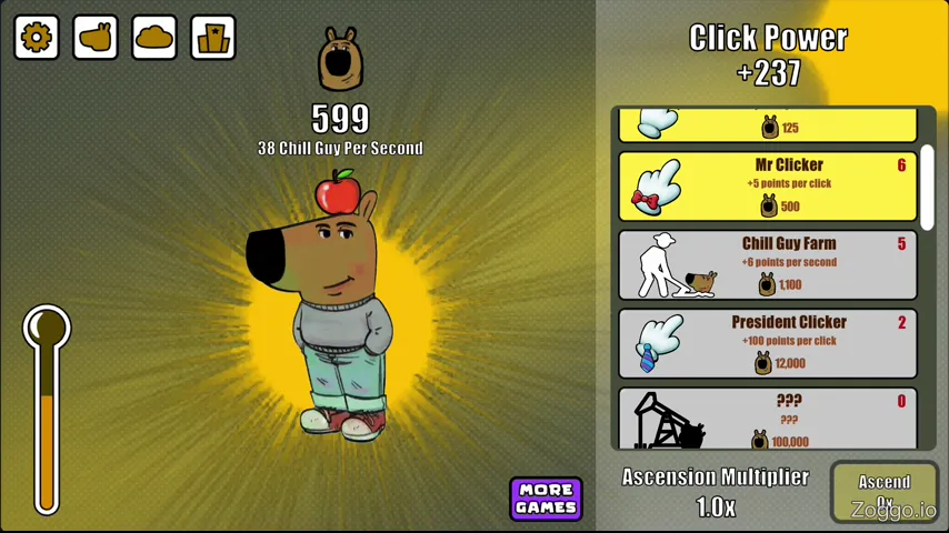 Golden Chill Guy spawning on screen and rewarding a massive point bonus when quickly clicked