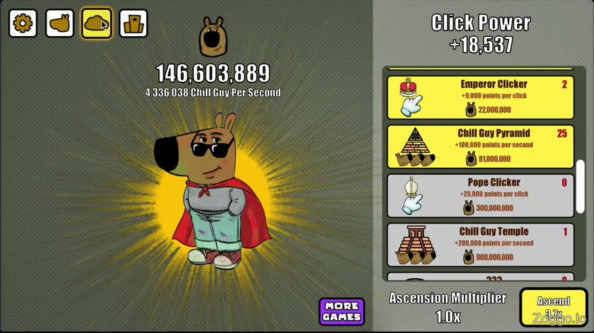 Switching the weather to Rain and swapping to the matching umbrella skin in Chill Guy Clicker