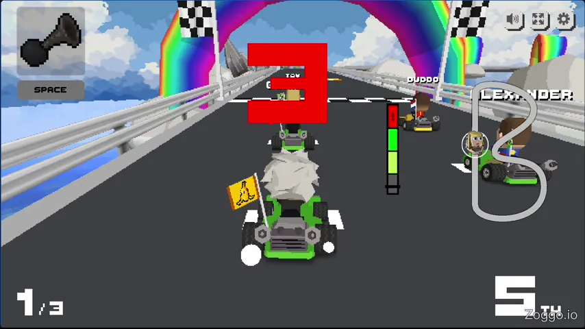 Perfect start boost launch gauge timing in Kart Bros catapulting from fifth to first place